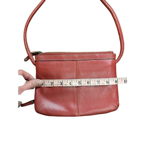 Tignanello Red Pebbled Purse Leather Bag Crossbody Pocketbook signature lining - Picture 7 of 7